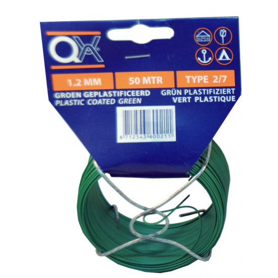 QX DRAAD GEPLASTIFICEERD NO. 2/7 GROEN 50M X 1.2MM IJZER VERZINKT