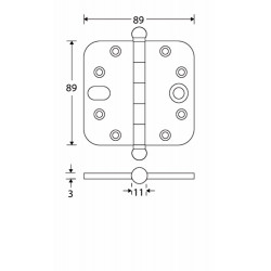 VEILIGHEIDSSCHARNIER ROH 89X89 MMZ BOL