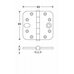 VEILIGHEIDSSCHARNIER ROH 89X89 MMZ VLAK