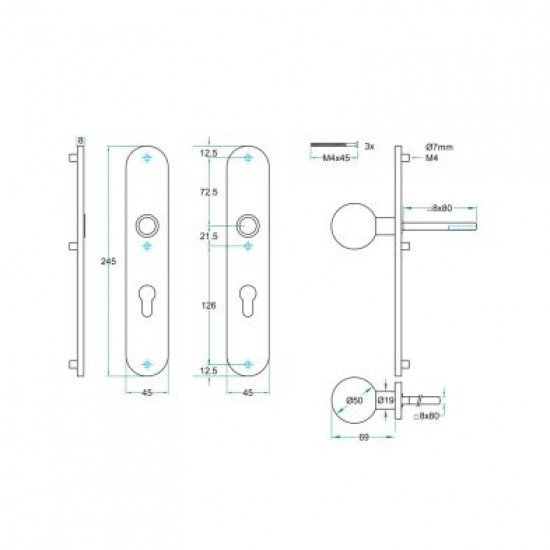 BLINDSCHILD (AFDEK) AFGEROND LS RVS MAT BLIND-BEV