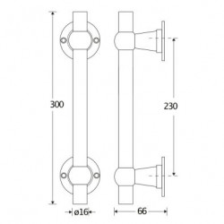 DEURGREEP CHEMIN DE FER 300X16MM MGO