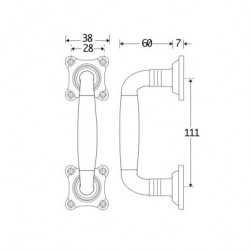 DEURGREEP BONTON MGO/PALISSANDER 190MM