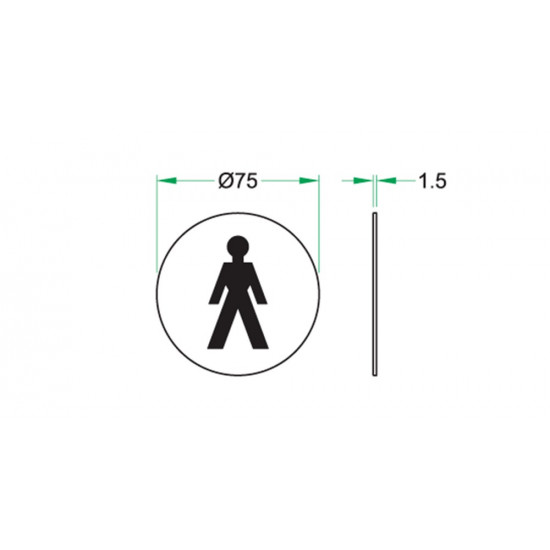 SYMBOOLPLAAT ZIEHEN ø75MM RVS MAT