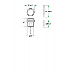 DEURBUFFER VLOERMONTAGE ø39X40MM ZWART