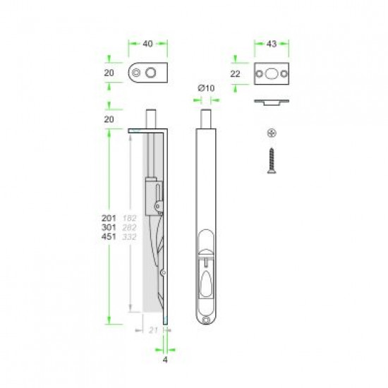 BASCULE KANTSCHUIF 202MM RVS ZWART