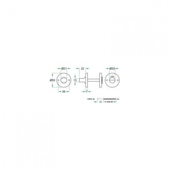 WC-SLUITING ø50X7MM VASTE R/G BEZET 8MM STIFT ZWART