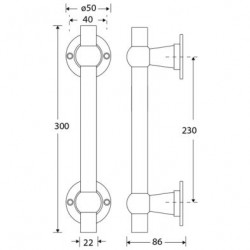 DEURGREEP CHEMIN DE FER 300X22MM MMZ