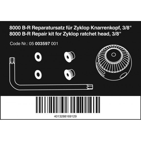 8000 B-R REPARATIESET VOOR ZYKLOP SPEED-RATELKOP, 3/8", 3/8"