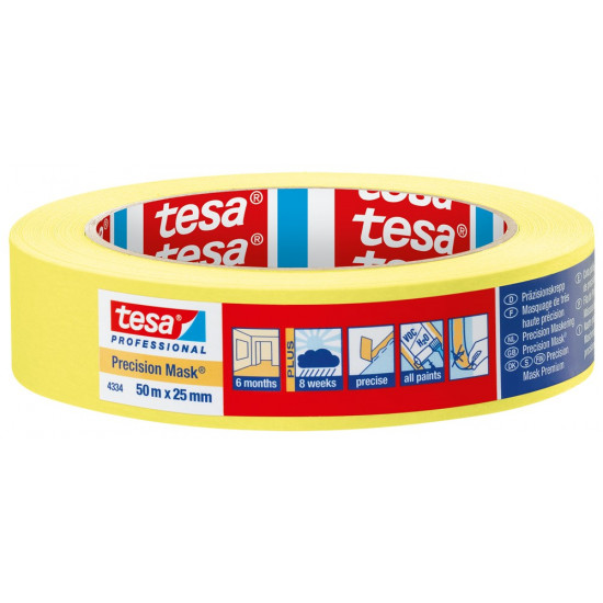 PRECISIECREPE 4334 GLAD GEEL LENGTE 50 M BREEDTE 38 MM(NL+BE)