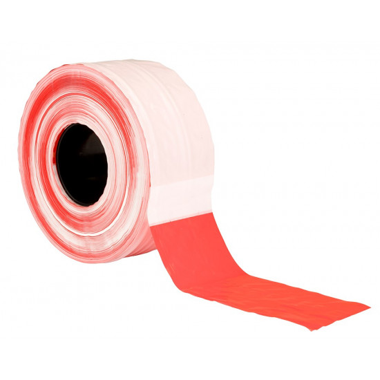 FOLIEFOL AFZETBAND ROOD/WIT 80 MM X 500 M