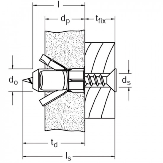 FISCHER HOLLEWANDPLUG MET SPAANPLAATSCHROEF, 10X28MM, 5 ST