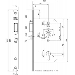 649/47-60 DR.1+3 CENTRAALSLOT, DM60MM, PC72MM, KRUKGAT 8MM, VOORPLAAT