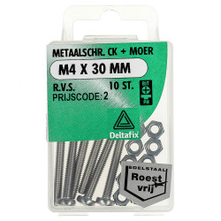 METAALSCHROEF CK+MOER R.V.S. M4X30 10 ST