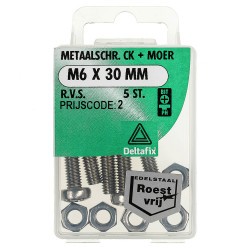 METAALSCHROEF CK+MOER R.V.S. M6X30 5 ST