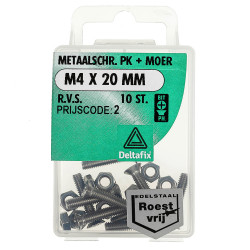 METAALSCHROEF PK+MOER R.V.S. M4X20 10 ST