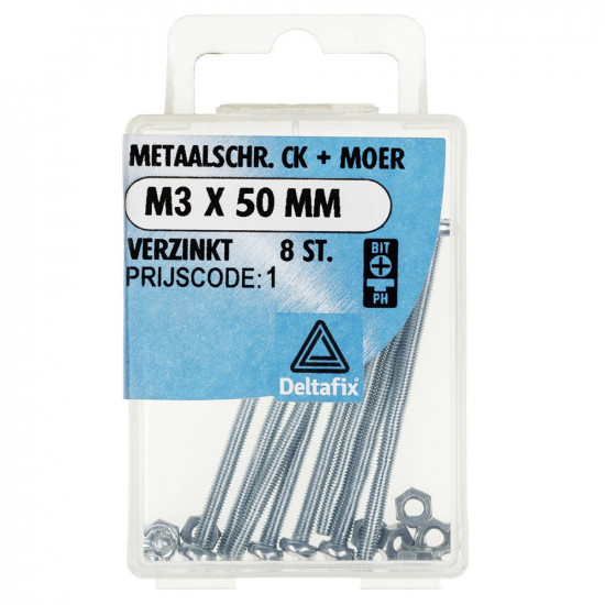 METAALSCHROEF CK + MOER VZ M3 X 50 MM DIN 7985 DIN 934 8ST