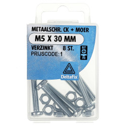 METAALSCHROEF CK + MOER VZ M5 X 30 MM DIN 7985 DIN 934 8ST