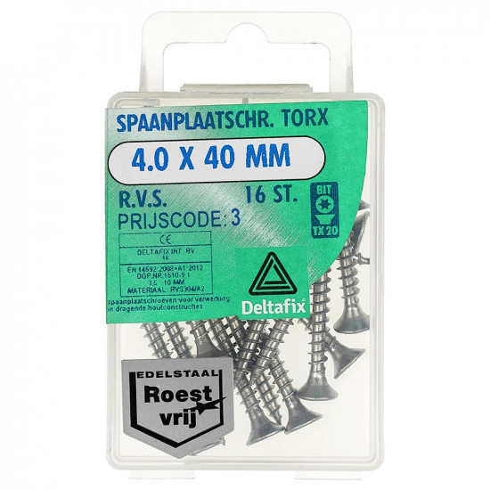 SPAANPLAATSCHROEF PK TX RVS A2 3.5 X 16 MM 20ST
